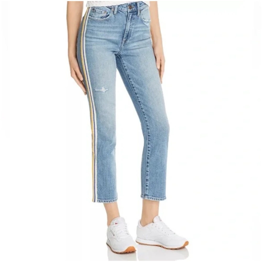 Pistola Light Blue Ankle Jeans with Gold Stripe